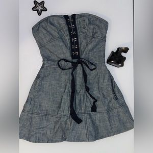 Juicy Couture Indigo Chambray Strapless Dress Romper